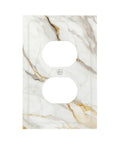 Sleek White And Gold Marble Abstract Light Switch Covers And Wall Plates Tough As Nails Polycarbonate Outlet Faceplates. 2-gang design.