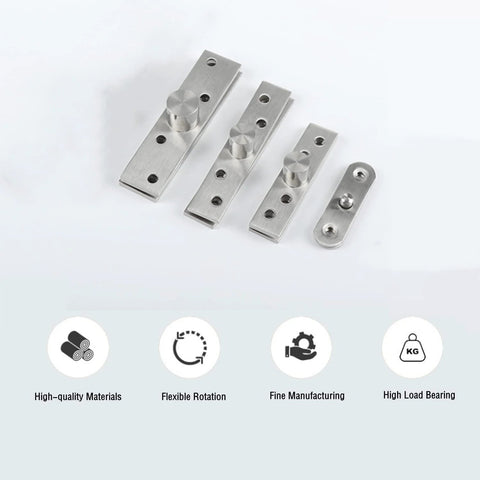 Hidden Door Pivot Hinge 75mm Stainless Steel 360 Degree Rotation For Hidden Doors Cabinets And Cupboards Brushed Silver
