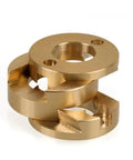 Upgrade Your 3D Printing Vibe With This Sweet Oldham Coupling For Ender3 And Voron Z Axles Smooth T8 Fit Reduces Vibration Locks Down Securely. Brass Oldham coupling for T8 lead screw, top view