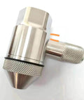 Waterjet IDE II diamond cutting head assembly with .013 inch orifice, chrome metal, side view