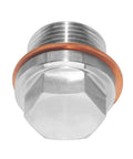 Stainless Steel Half Inch NPS Male Thread Pipe Plug With CNC Hex Head Built Tough For Corrosion Resistance, side view close-up.