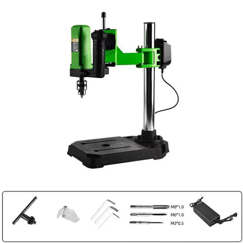 100-240V Desktop Vertical Electric Tapping Machine Drill Tapper With Universal Flexible Arm 1-10 mm B12 Chuck 100W 90 RPM Pro Grade Heavy Duty with accessories