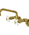 Check Out This Super Cool Solid Brass Two Handle Wall Mount Kitchen Faucet In Trendy Brushed Brass With Drip Free Ceramic Disc Cartridge