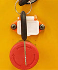 Close-up of control panel showing key switch and red safety button for Heavy Duty Hydraulic Lift Platform With Smooth One Press Raising Thickened Steel Frame And Zero Hassle Four Wheel Maneuvering For Serious Warehouse Shifts And Heavy Hauls.