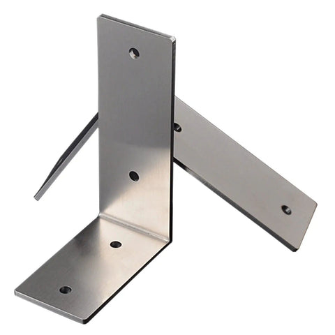Heavy Duty Stainless Steel Shelf Brackets, Wall Mounted L Corner Supports, durable 8.86 inch brackets with pre-drilled holes.