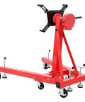 Heavy Duty Folding Engine Stand With Geared 360 Degree Rotating Head And Adjustable Mounting Arms Compact Garage Hoist in red