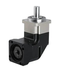 Right Angle Planetary Gearbox Built Different 90 Degree Reducer for Servo and Stepper Motors, aluminum and black design.