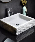Premium Above Counter Vessel Sink For Modern Bathroom Vanity Slick Ceramic Washbasin Heavy Duty Build Easy Install Zero Fuss Indoor Or Balcony Ready with textured sides.