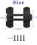 Barn Door Lock Set With Sliding Door Hardware In Carbon Steel Black Finish, Quick Lock Hook And Eye Latch dimensions shown.