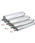 Heavy Duty 1Pc Galvanized Gravity Roller For Industrial Assembly Line Conveyors Suits Manual Material Moving With Rust Resistant Finish And Four Diameters Plus Eight Length Options To Fit Any Production Floor Layout Perfect Setup Today showing four sizes: Φ60, Φ50, Φ38, and Φ25.