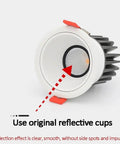 12 Pack 15W LED Recessed Lights Slick Dimmable Downlights With Knockout Brightness And Flexible Beam Angles tight ultra thin aluminum housing close-up of reflective cup.