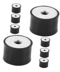 8 Piece Set Rubber Shock Absorber Vibration Isolator Pads With Male Thread Double Ended Internal Screw For Compressor Noise Reduction And Equipment Vibration Damping, black rubber