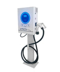 Heavy Duty Commercial Electric Vehicle Charging Station Standalone Level 3 EVSE Fast Charger for Farming and Construction Fleets with display and cable.
