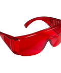 Anti Fog Dental Safety Glasses Ultra Lightweight Protective Eye Shields For Teeth Whitening Lights And Lab Work Fits Over Prescription Frames No Sweat Ventilation Built Tough For Range And Workshop Sweet Spot Comfort Red Lens Option, side view.