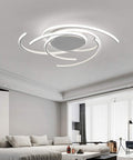Modern Spiral Flower LED Ceiling Light With Remote Dimmer Flush Mount Fixture For Living Room And Kitchen