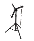 Heavy Duty Snare Drum Rack Built To Rock For Weekend Warriors And Pro Players Looking To Score Some Dope Percussion Gear With Kickass Alloy Stands Designed For Tight Stages And Home Jam Sessions, black alloy stand with adjustable clamps.