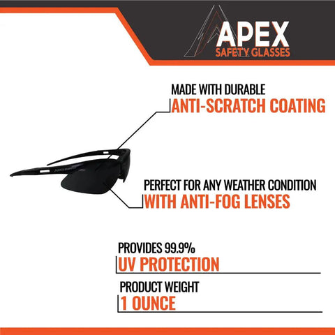 Anti Fog And Scratch Resistant Safety Glasses For Construction Pros And Everyday Workers On The Job With Tinted Lenses ANSI Z87 ISEA Certified Eye Protection for Men and Women Durable Lightweight Comfort Pack Of 12 with anti-scratch and anti-fog features