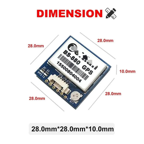 GPS Module With GLONASS For RC Planes And FPV Racing Drones 28X28X10mm dimensions displayed