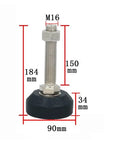Heavy Duty Adjustable Leveling Feet Set Of 8 With Rotating Bases To Keep Workbenches Dead Center While Handling Rough Tasks No Sweat And Protecting Your Shop Floors, showing dimensions, M16.