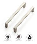 25 Pack Solid 5 Inch Square Kitchen Cabinet Handles in Brushed Nickel Pulls for Cabinets and Drawers, showcasing features
