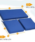 3 Pack Outdoor Patio Replacement Cushions For 4 Piece Wicker Rattan Set Includes Loveseat And Chair Cushions High Elastic Sponge Waterproof And Fade Resistant Navy 36x18x2 And 18x18x2 Inches shown in navy blue with dimensions labeled.
