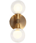Rock This Mini Two Light Gold Bathroom Vanity Wall Sconce With Clear Glass Shades Mid Century Modern Style, front view