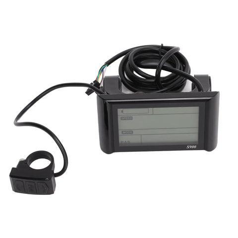 Ride Ready S900 Electric Bike Display Upgrade For 36V And 48V EBike LCD Meter With 5 Pin Waterproof Socket on white background
