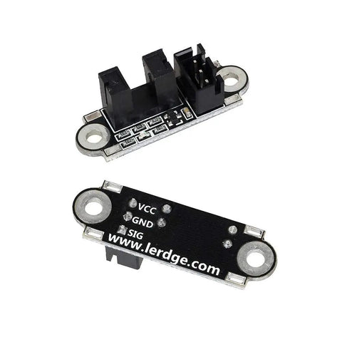 5 Pack Optical Endstop With 1M Cable For 3D Printer Photoelectric Switch Sensor, top and bottom view, showing VCC, GND, SIG labels