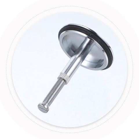 Close-up view of 2pcs Brass Bathtub Drain Stopper with Flat Seal Rotating Design showing metal structure and threaded base.