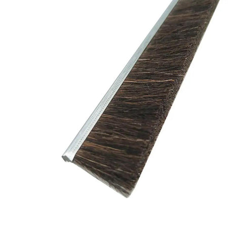 Top Shelf Heavy Duty Horsehair Garage Door Brush Seal 36 Foot Length With Premium Aluminum Housing And Stainless Screws close-up