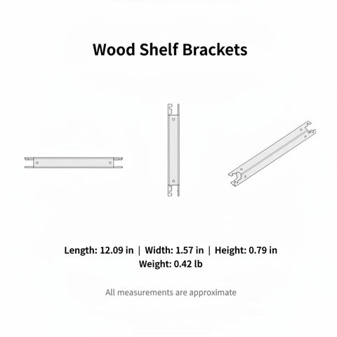 Diagram of Heavy Duty Black Metal Shelf Bracket For Wood Shelves Built To Last with dimensions and weight.