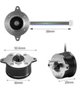 2 Phase 1.8 Degree Round Stepper Motor For 3D Printer Extruders, 36 Tooth Helical Gear, Stainless Steel, Dimensions Shown