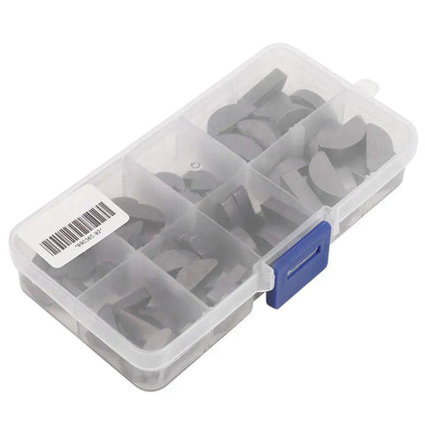80 Pcs Woodruff Key Kit Stainless Steel Semicircular Keys Set With Storage Box, assorted sizes in clear compartments