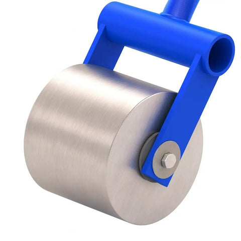 Beast Of A Roof Seam Roller With 33 Lb Solid Steel Wheel, Smooth Rounded Edges, Independent Floating Axle Close-up View