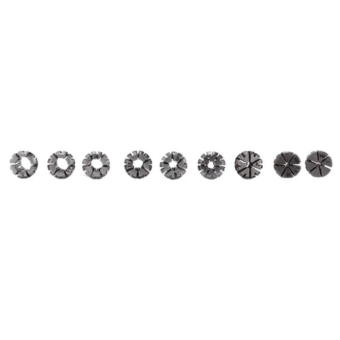 Pro ER8 9 Piece Collet Set For CNC Milling And Lathe Tools Ranging From 1 To 5mm High Speed Steel precision machined collets.
