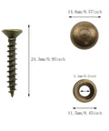 Image of 8 Piece Super Clean Pure Brass Decorative Screws With Bronze Caps, 24.3mm self-tapping fastener for cabinetry.