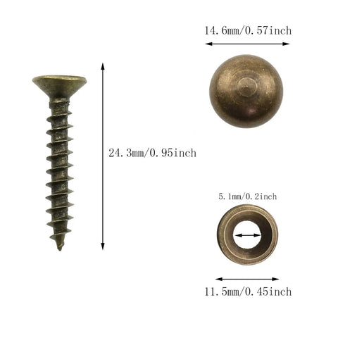 Image of 8 Piece Super Clean Pure Brass Decorative Screws With Bronze Caps, 24.3mm self-tapping fastener for cabinetry.
