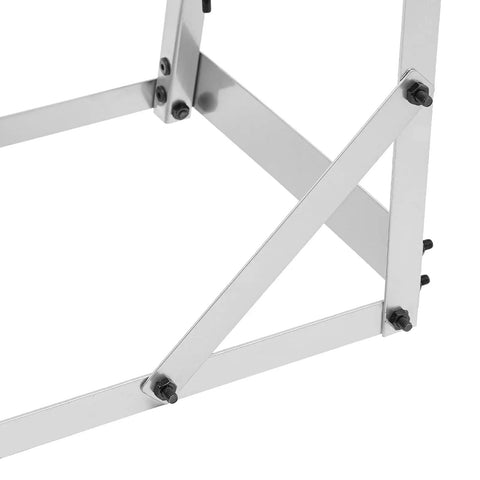 Close-up of Heavy Duty Four Tier Horizontal Lumber Storage Rack For Garage Built Like A Tank, showing sturdy metallic structure.