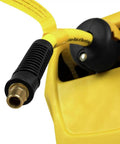 Close-up of Three Eighths Inch Fifty Foot Hybrid Polymer Air Hose With Auto Retract Enclosed Reel Bright Yellow Durable And Flexible
