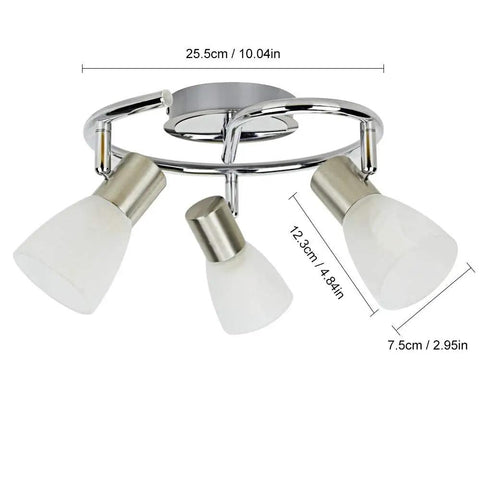 Dope Three Light Round Ceiling Track Lighting Fixture With Adjustable Heads For Kitchen 10.04in Diameter Milk Glass Shade