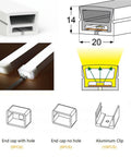 Silicone LED Channel System For 12mm Neon Rope Light Strips Flexible 14x20mm Tube Housing IP67 Waterproof diagram and components