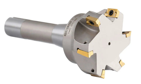 3 Inch Cutting Diameter Indexable End Mill With 6 APKT1604 Carbide Inserts 90 Degree Right Hand Cut R8 Shank Six And A Quarter Inch Overall Length Pro Grade Tough As Nails No Coolant Through