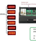 Diagram of 0.36 Inch 6 Bit LED Digital Display Panel for Modbus RTU RS485 PLC with RS485 connections and reset instructions