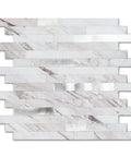 Peel And Stick Stone And Metal Tile Backsplash For Kitchen Bathroom And Fireplace 10 Sheets In Bright Carla White No Grout Needed Easy Diy Renovation With Real Look showing marble and metallic textures.