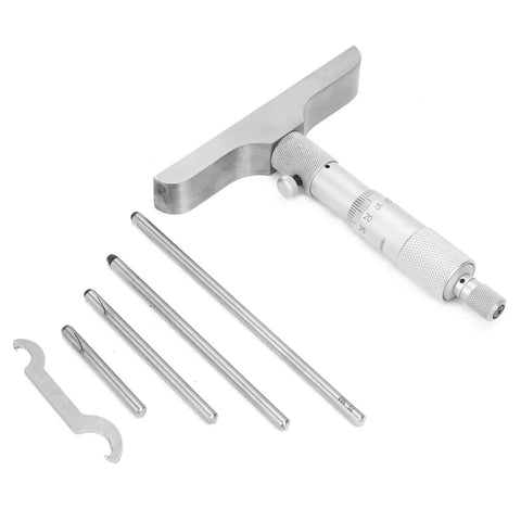 Depth Micrometer Stainless Steel Round Head Depth Gauge With Five Interchangeable Rods 0 to 150mm Range Precision Measuring Tool