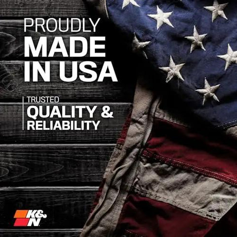 American flag with text "Proudly Made in USA - Trusted Quality & Reliability" for High Flow Engine Air Filter For 2016 To 2024 Volvo S60 S90 V60 V90 XC60 XC90