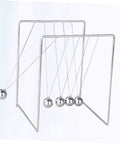 Newton's Cradle Pendulum Desk Toy Square Desktop Decor For Home Or Office Stress Relief Gadget With Five Metal Balls Classic Physics Experiment Tool For Students And Adults, silver metal frame with swinging balls