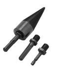 Heavy Duty Wood Splitting Drill Bit Cone Compatible With Electric Hammer 32 To 42 Mm with two adapters for log splitting.