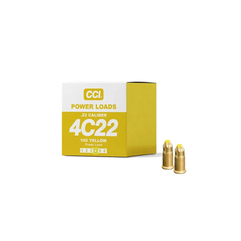 Blank Power Loads For.22 Caliber Dummy Launcher 100-Load Pack Yellow box with two rounds standing