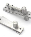 Built Tough Stainless Steel Pivot Door Hinge With 360 Degree Swivel And Invisible Floor And Ceiling Mount, shown disassembled